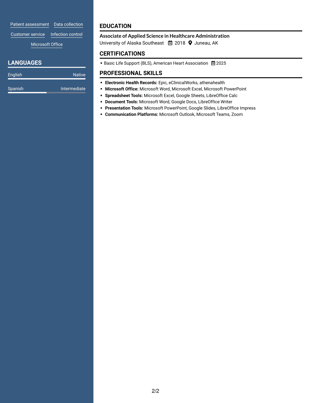 Resume example — page 2