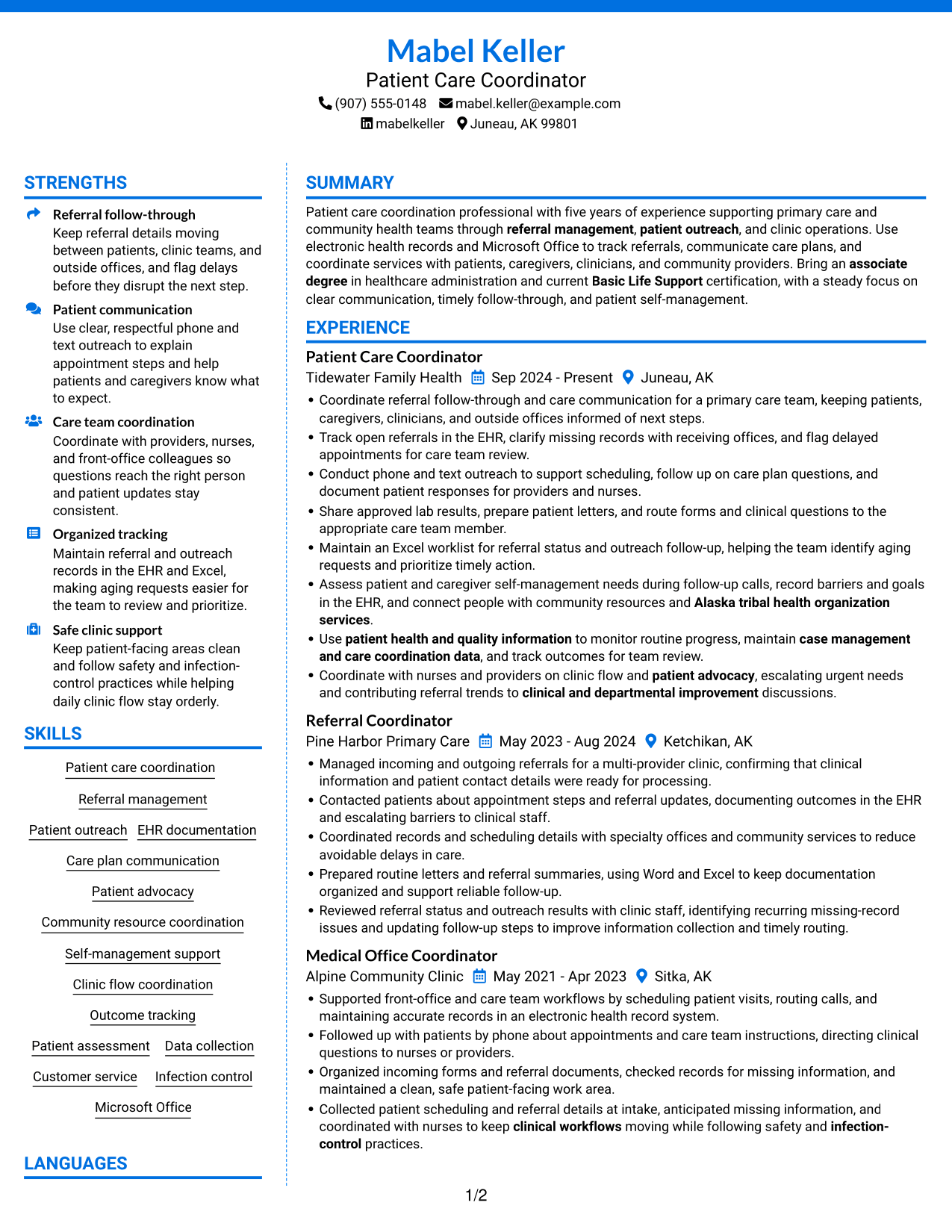 Resume example — page 1