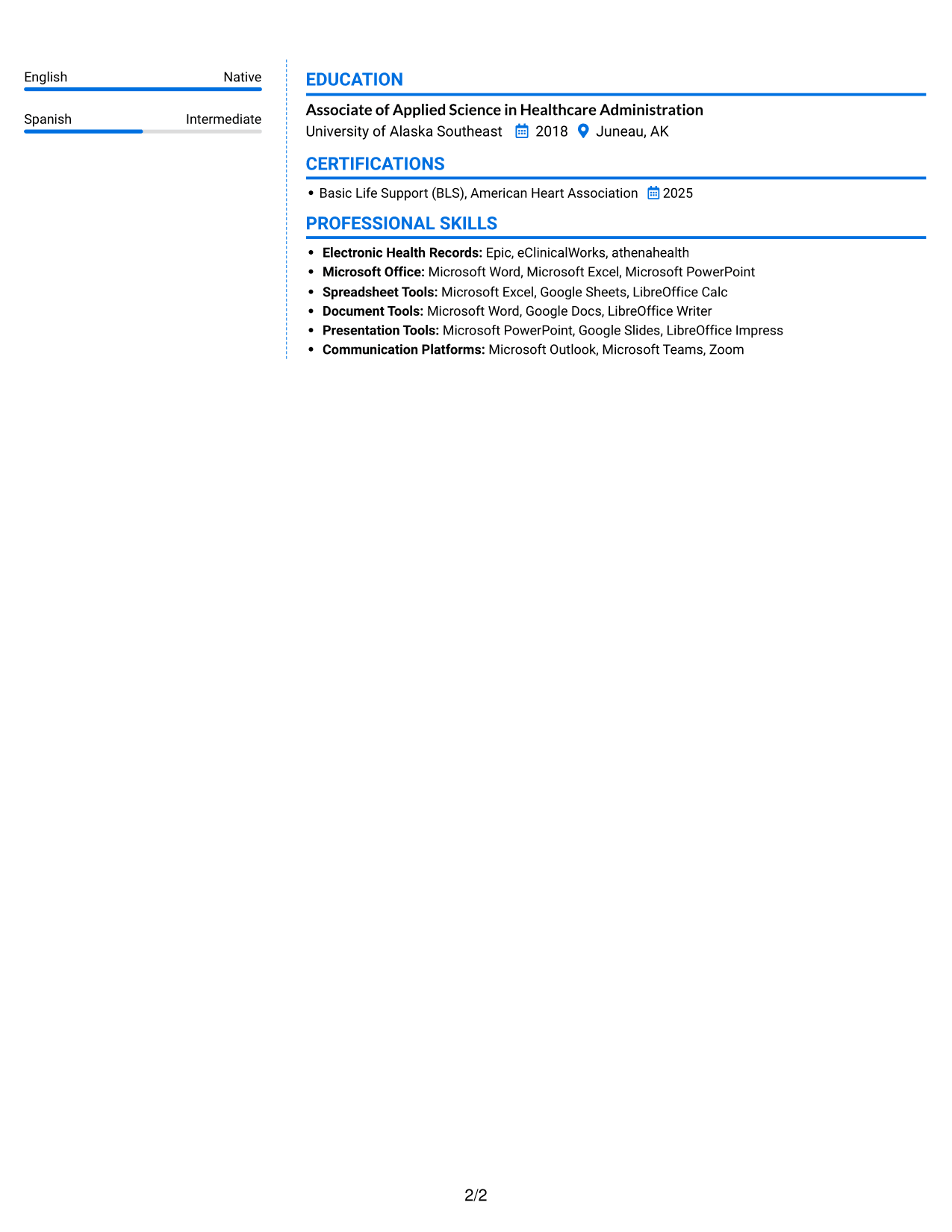 Resume example — page 2
