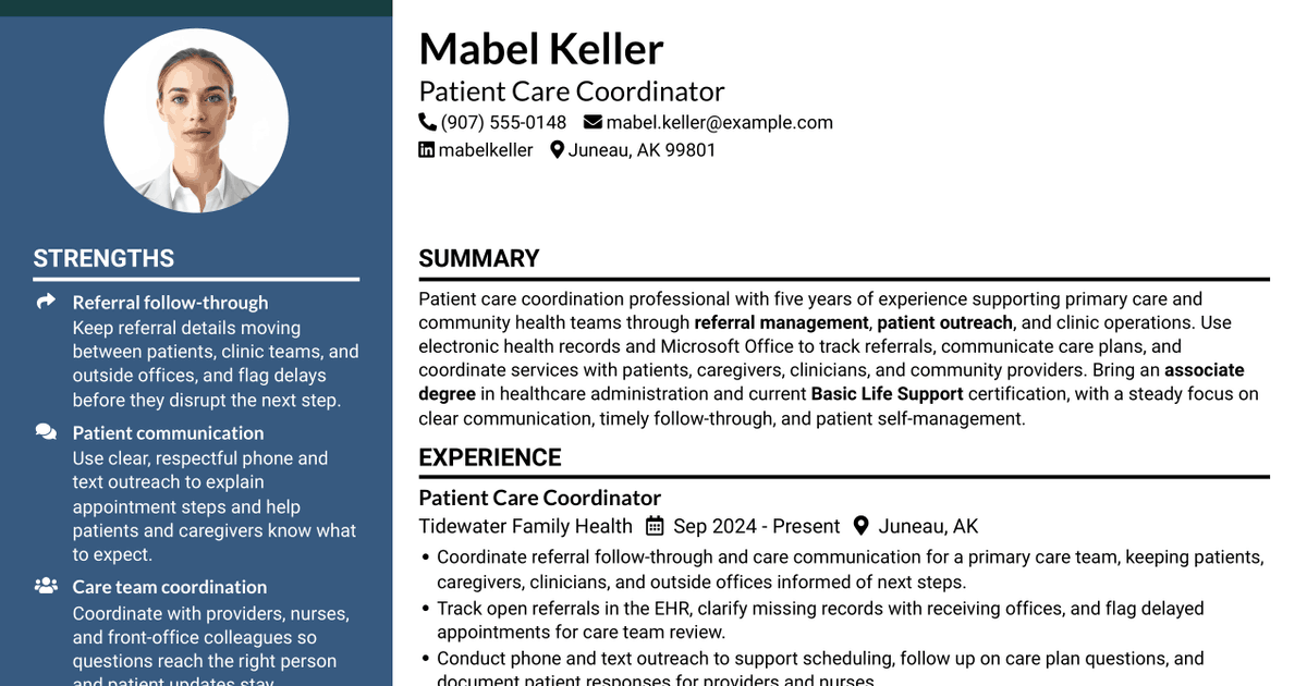 7 Patient Care Coordinator - Referral and Care Coordination Resume Templates with Example