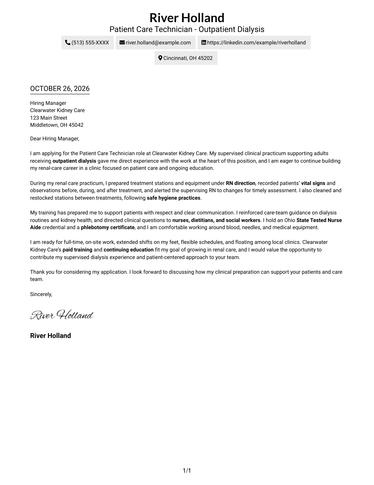 Cover letter example — page 1