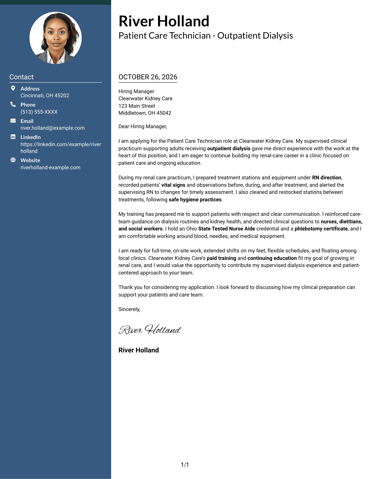 Cover letter example — page 1