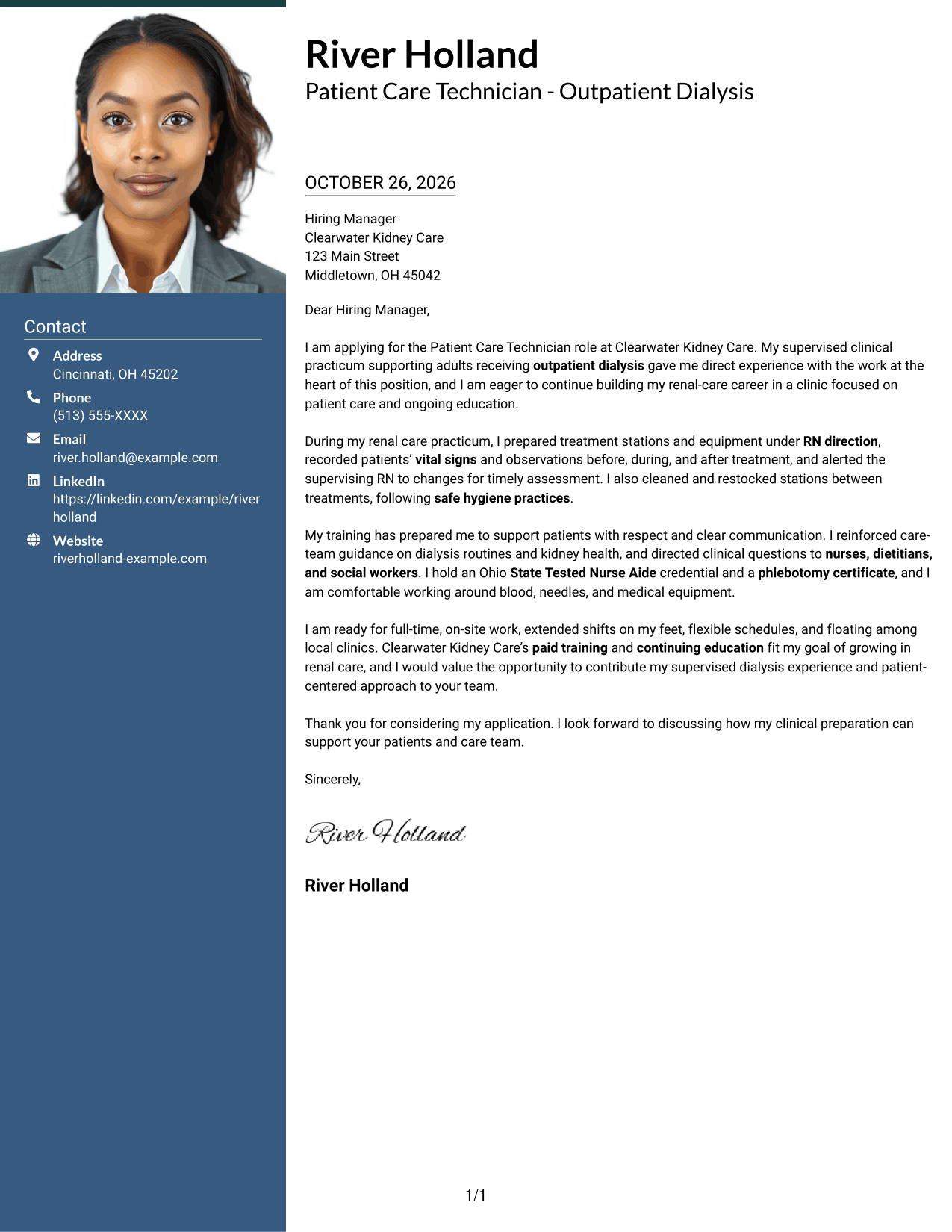 Cover letter example — page 1