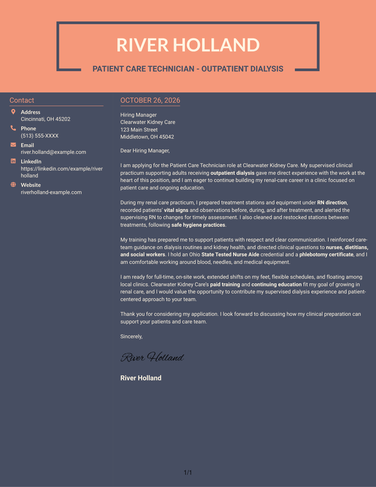 Cover letter example — page 1