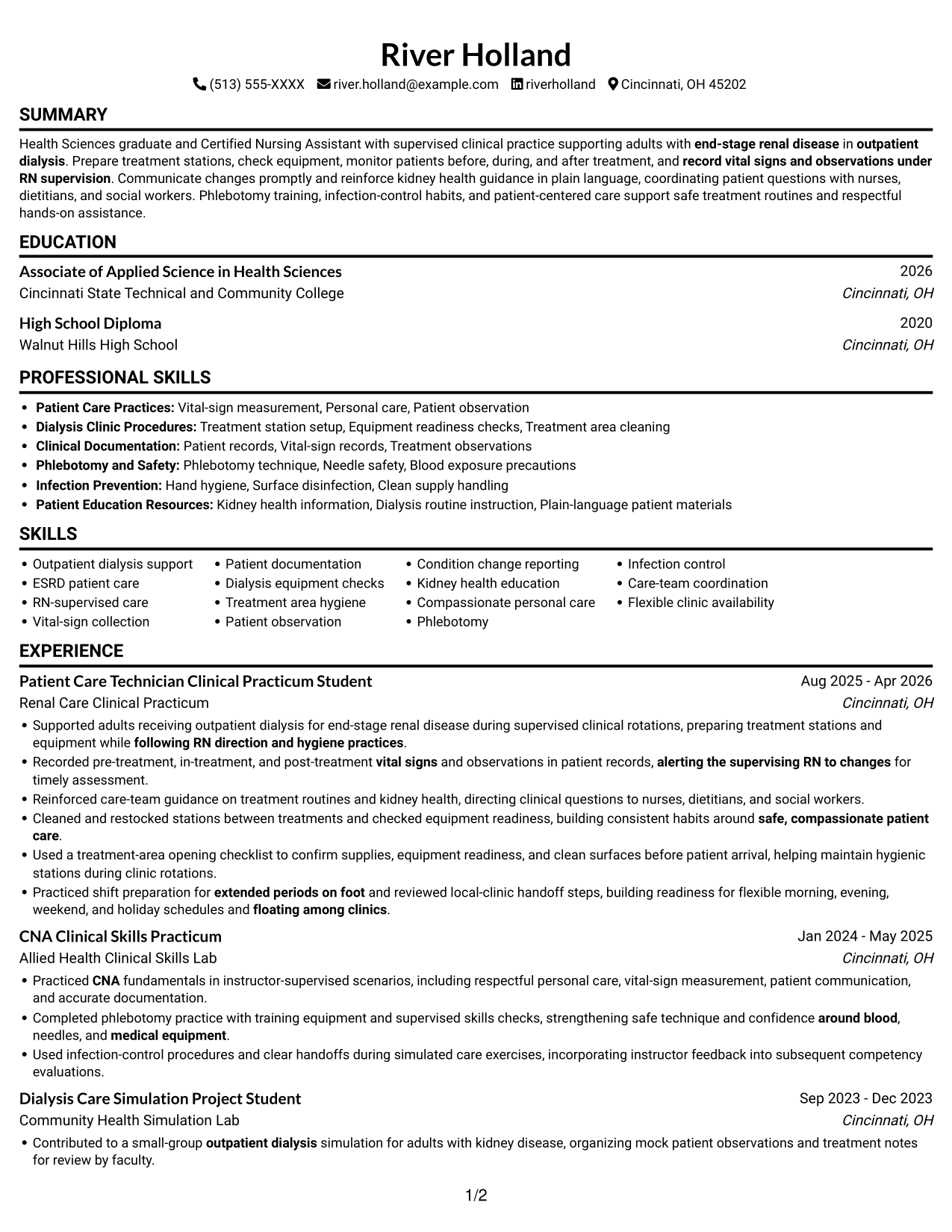 Resume example — page 1