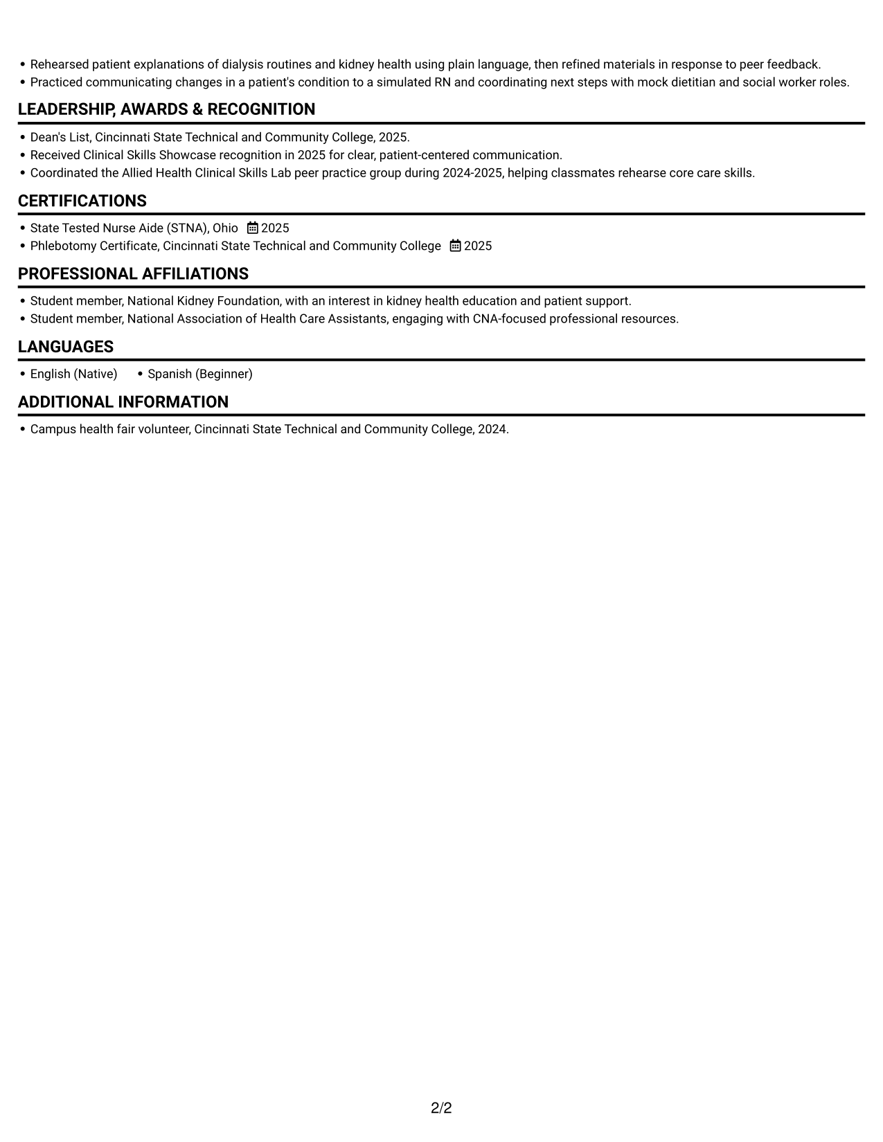 Resume example — page 2