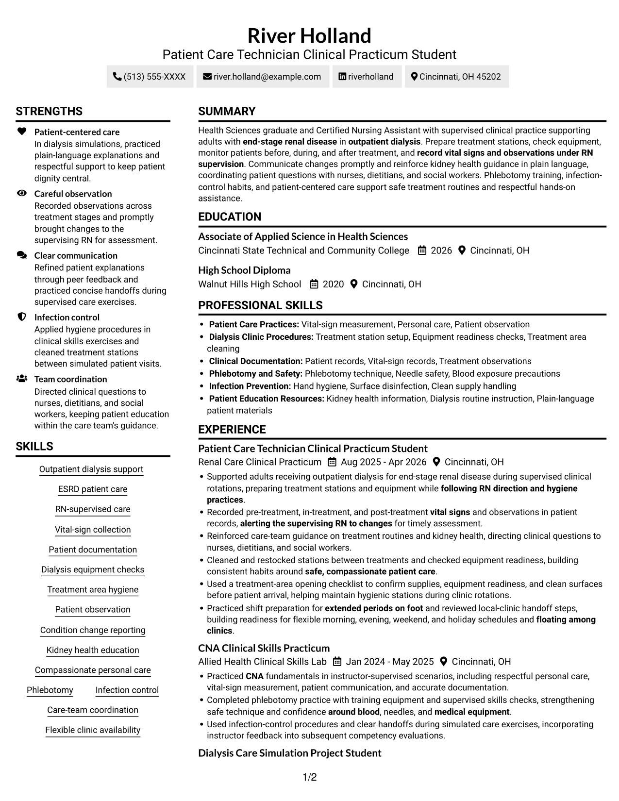 Resume example — page 1