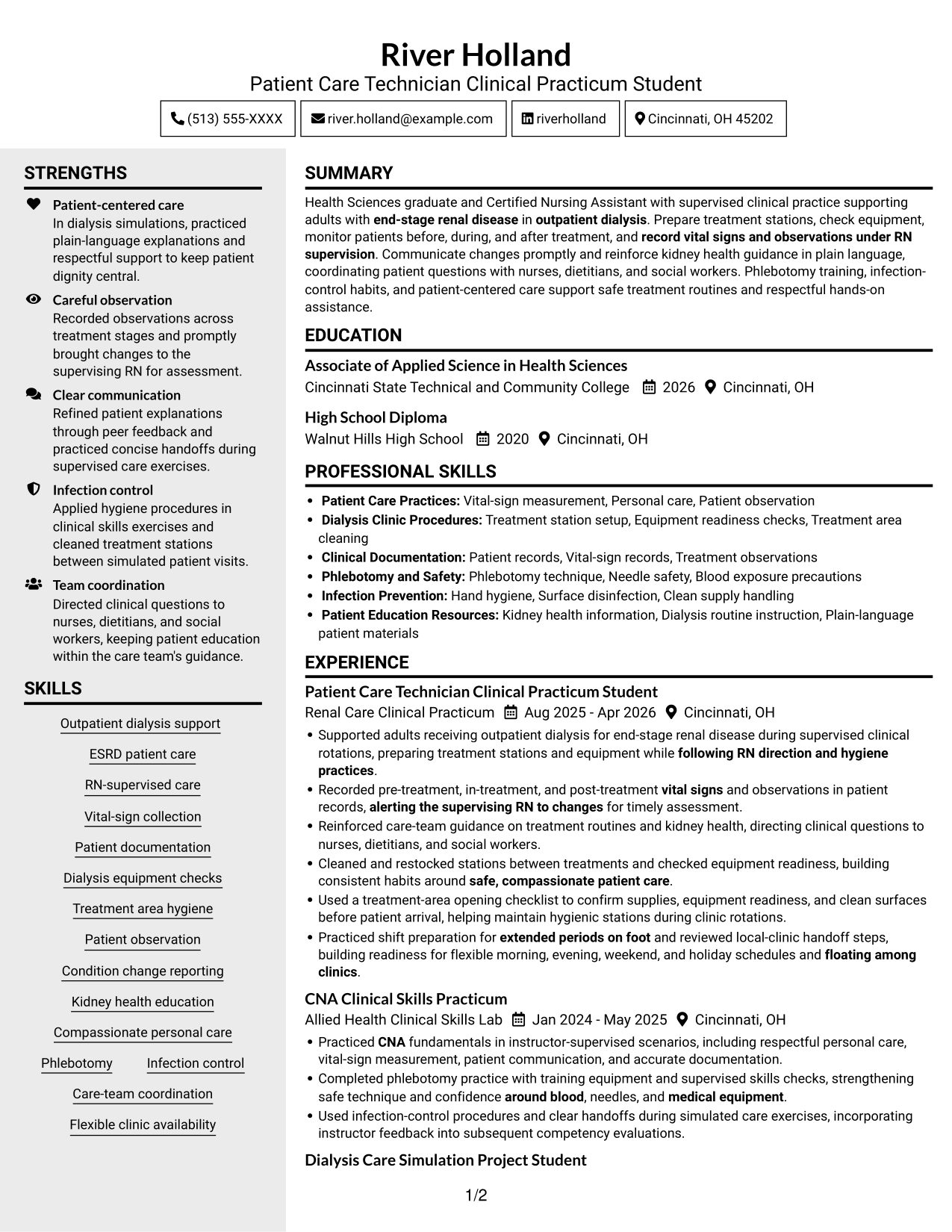 Resume example — page 1
