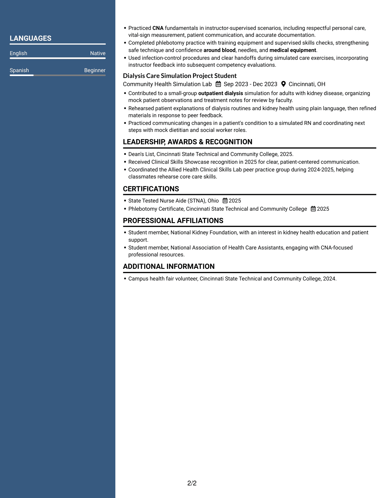 Resume example — page 2