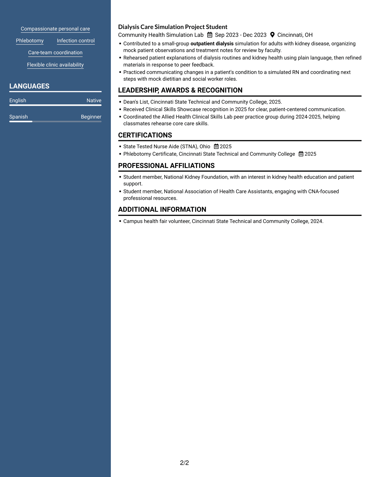 Resume example — page 2