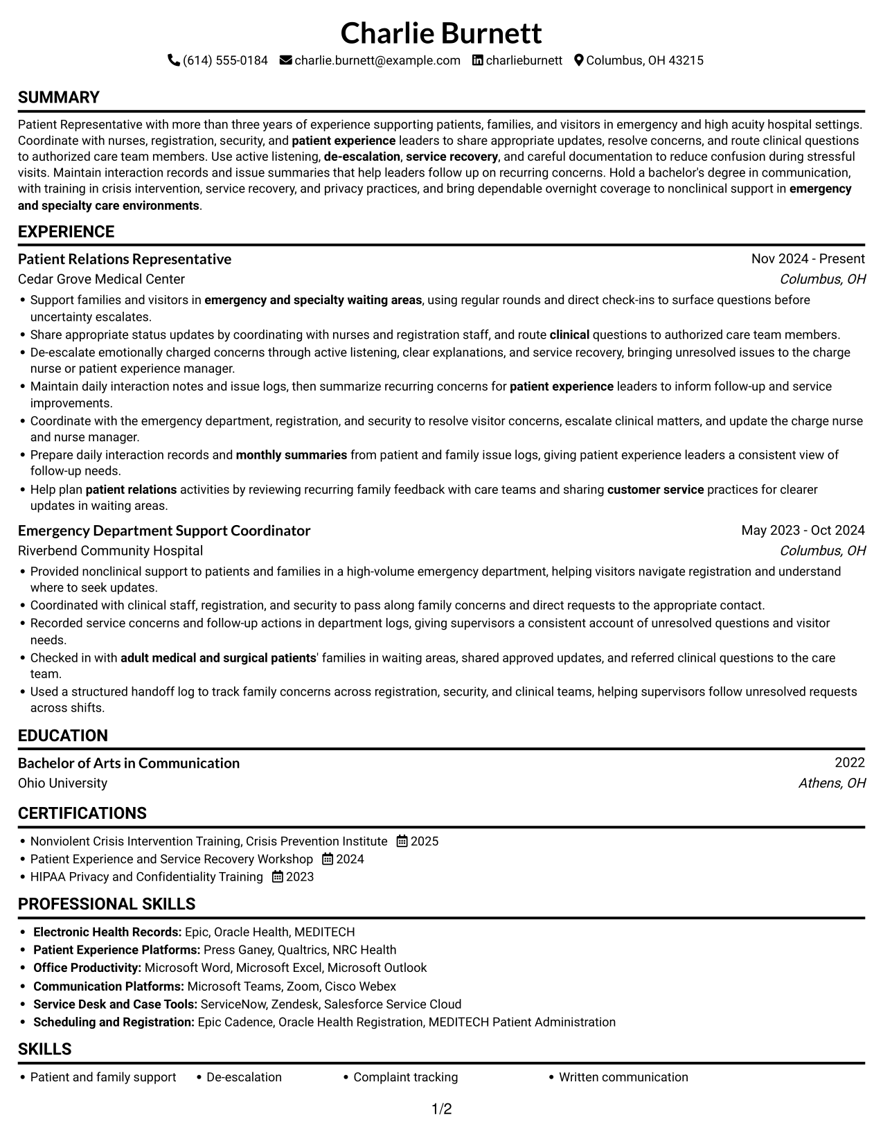 Resume example — page 1