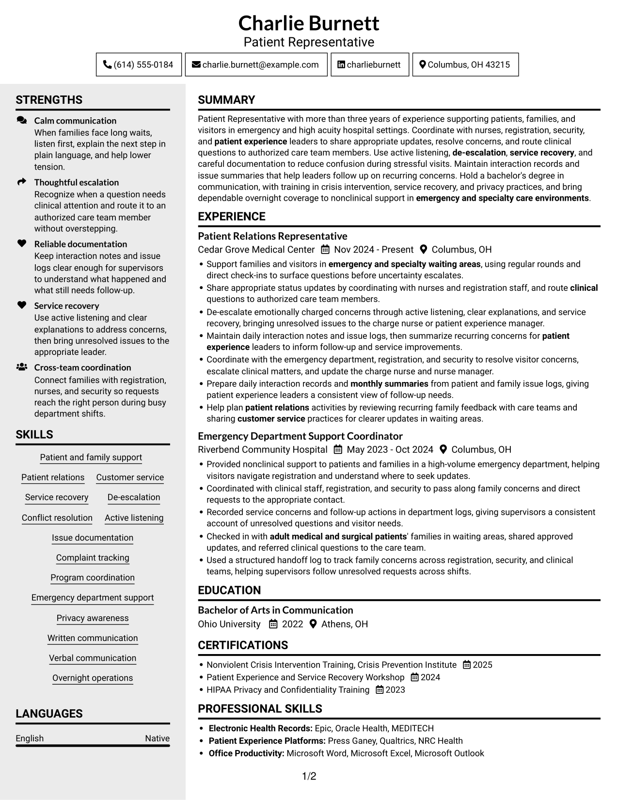 Resume example — page 1