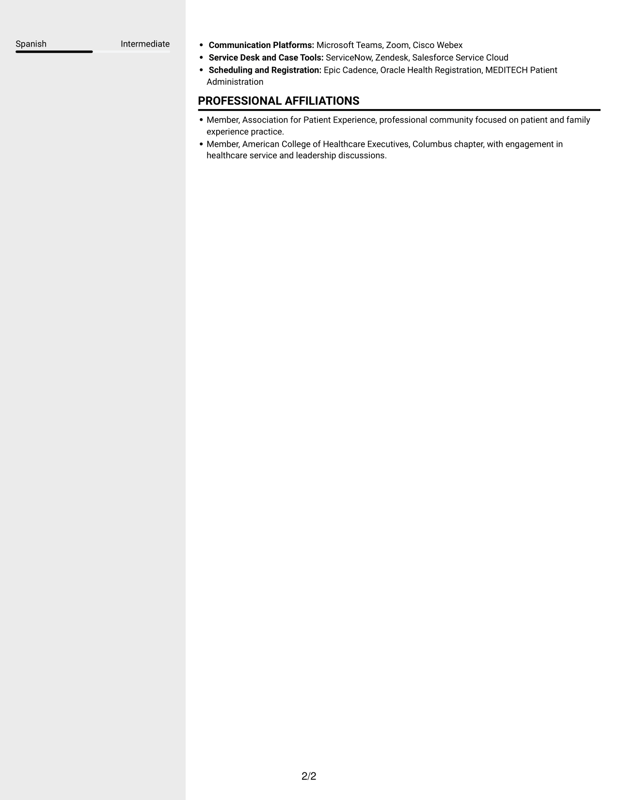 Resume example — page 2