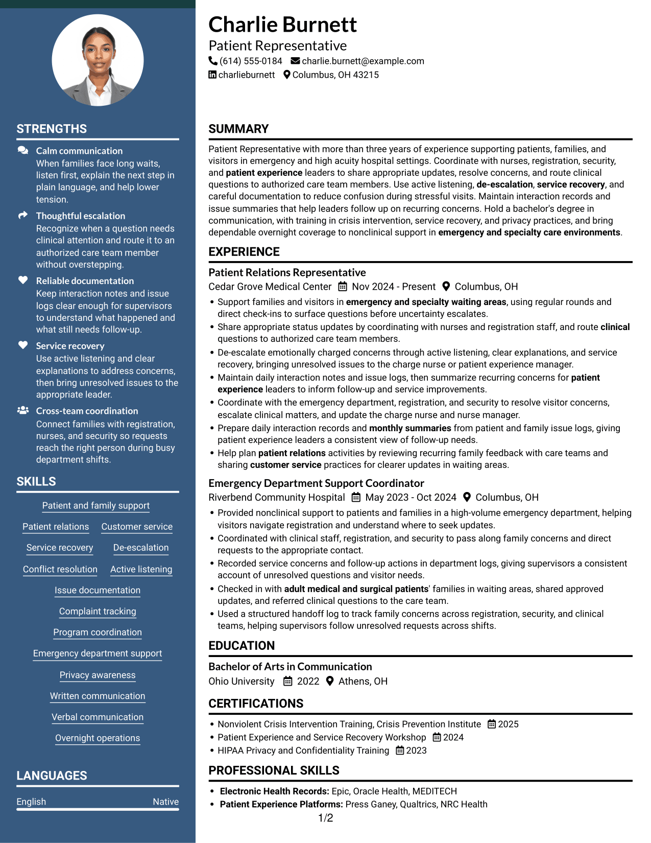 Resume example — page 1