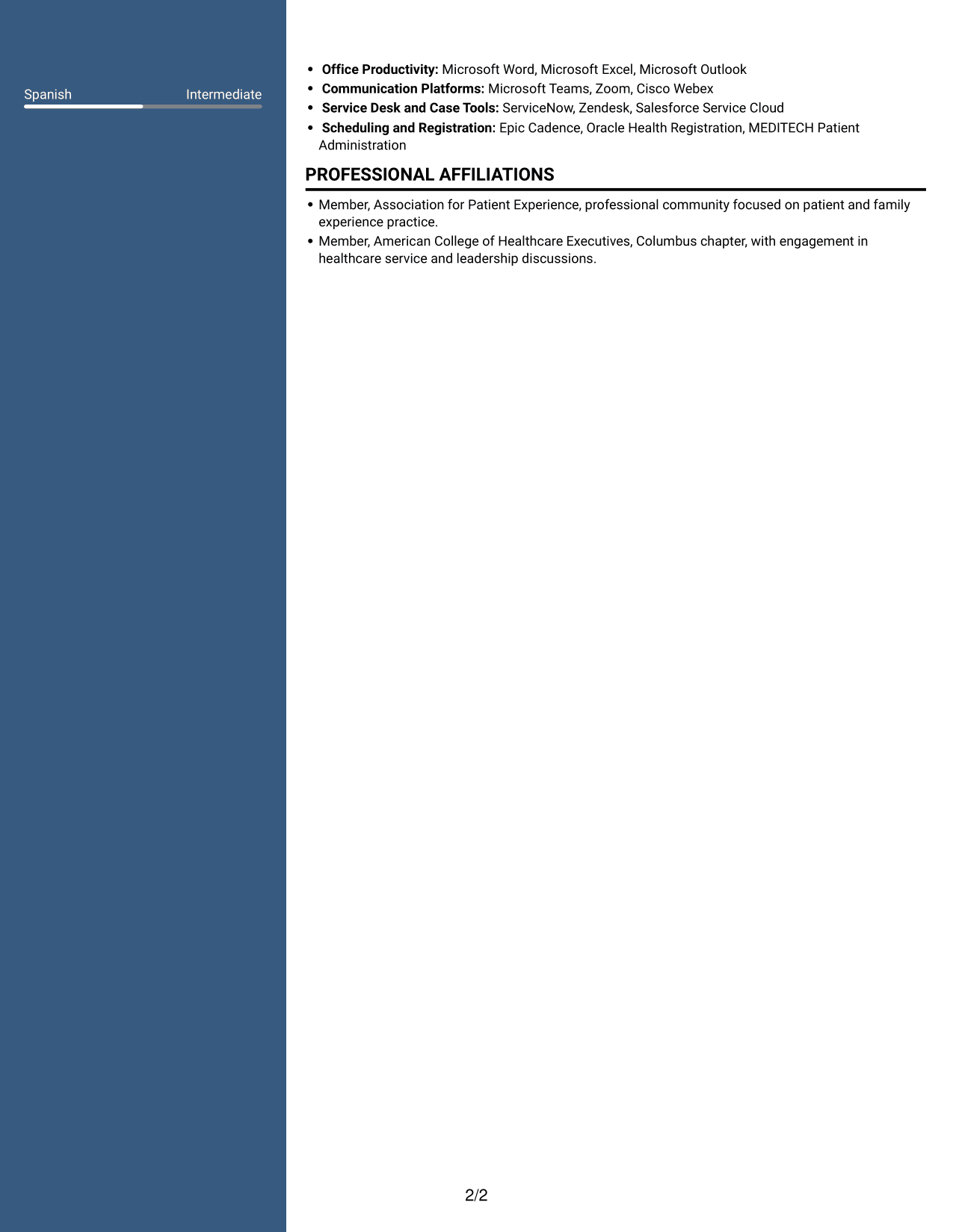 Resume example — page 2