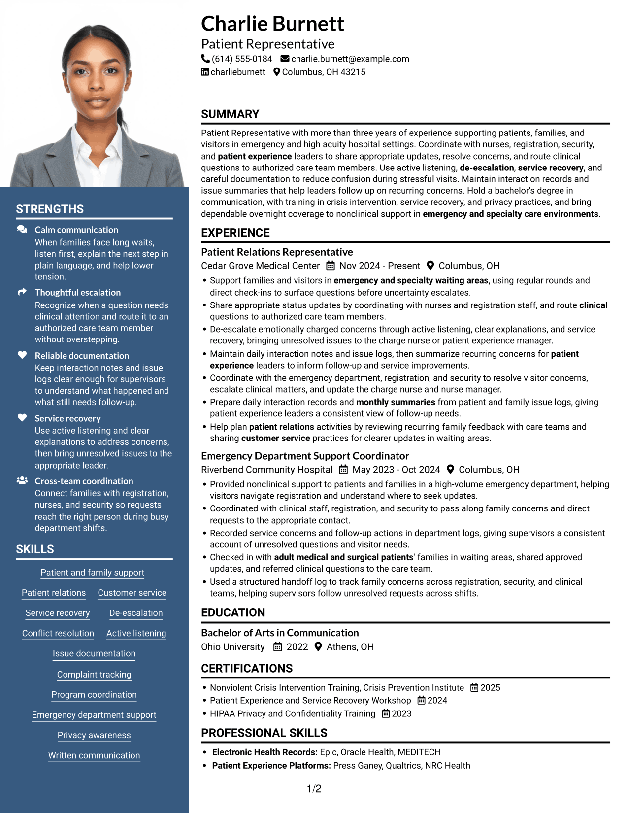 Resume example — page 1