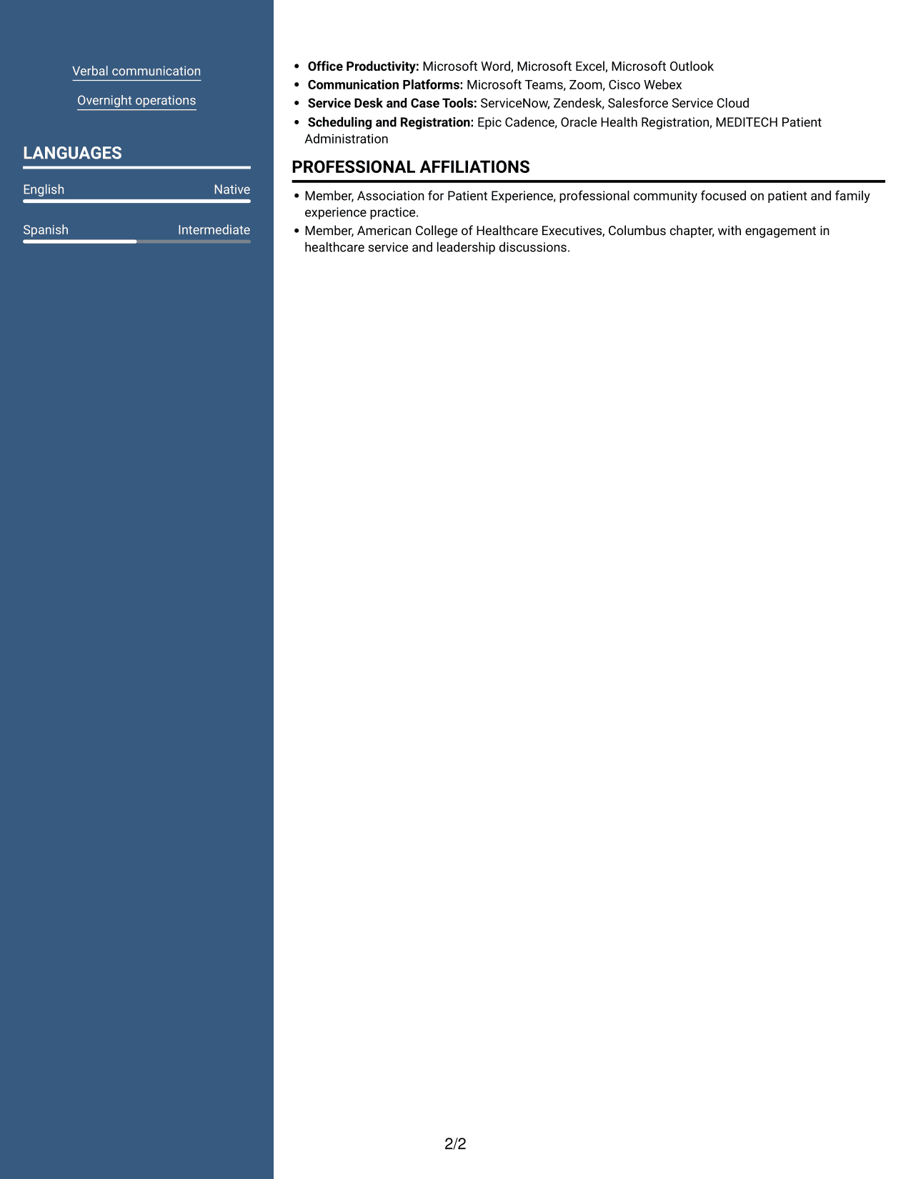 Resume example — page 2