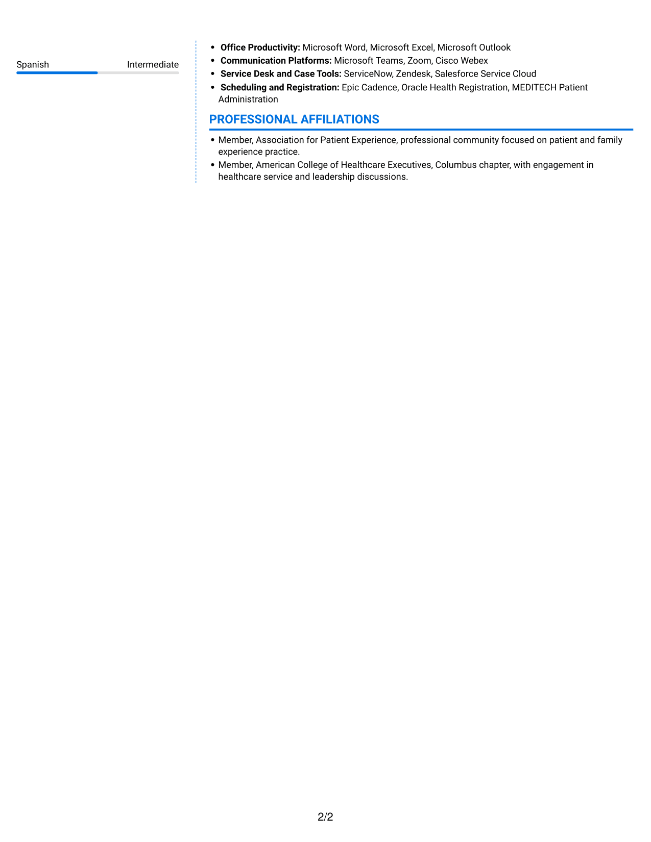 Resume example — page 2