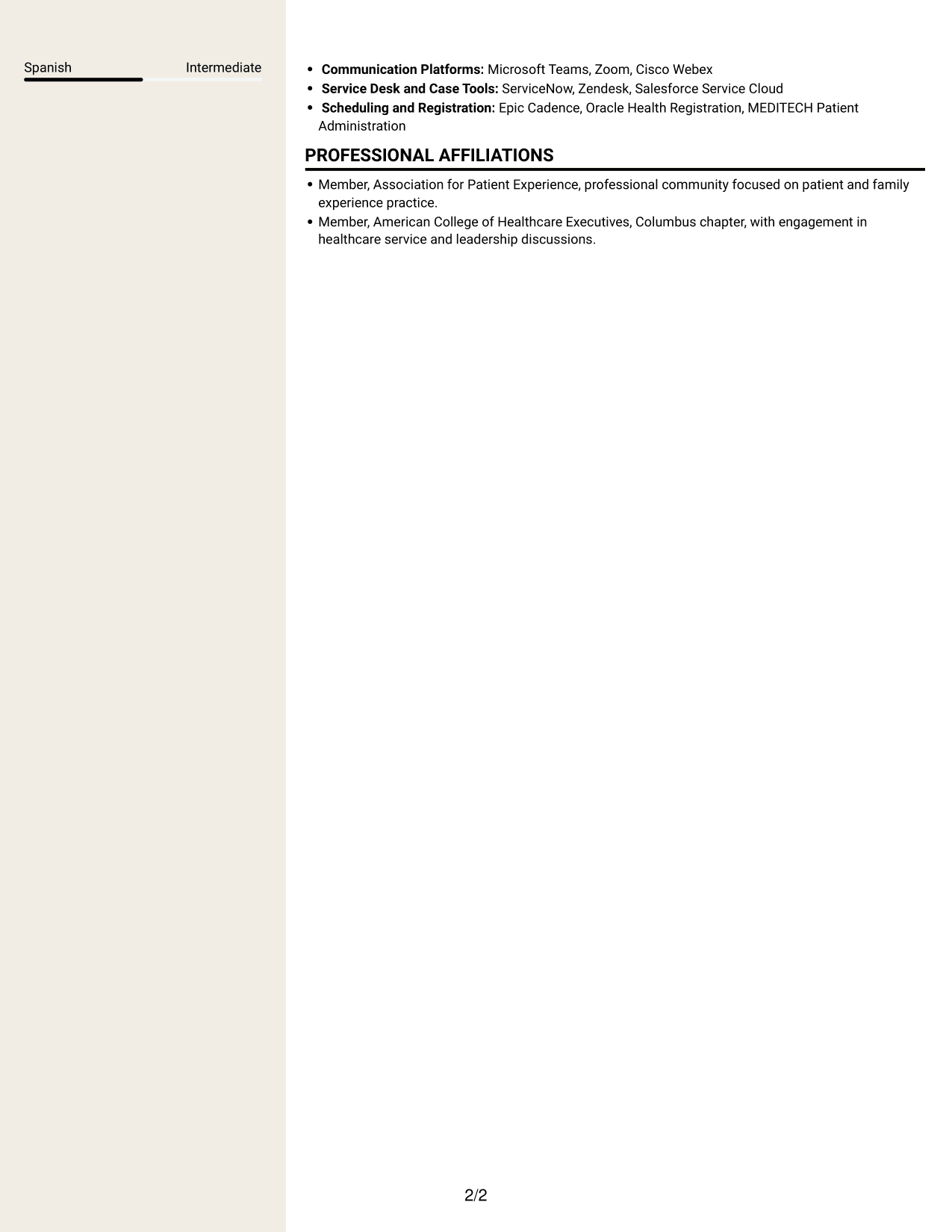 Resume example — page 2