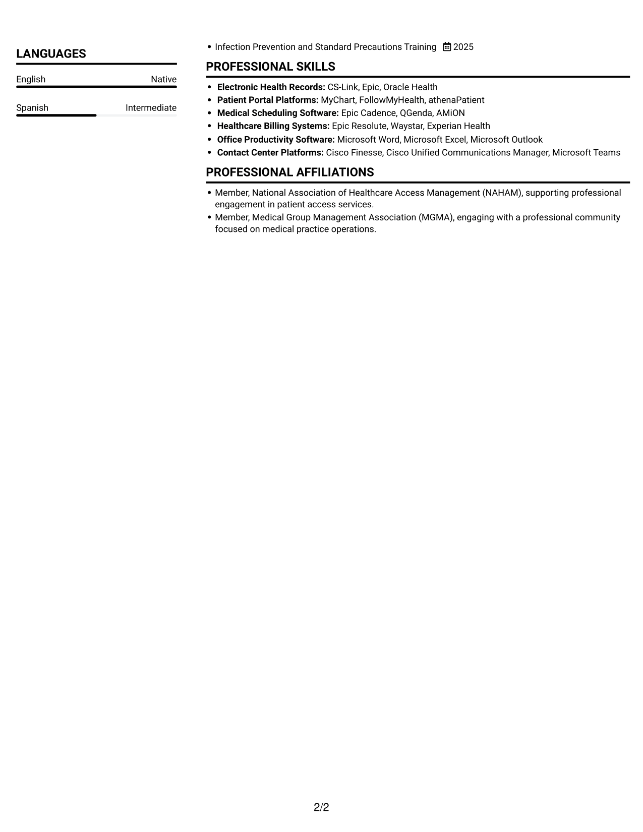 Resume example — page 2