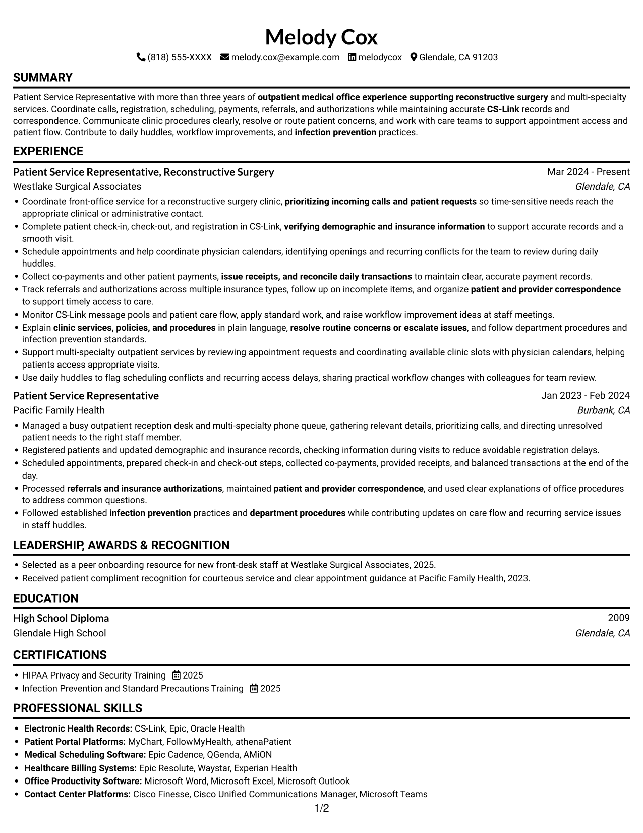 Resume example — page 1