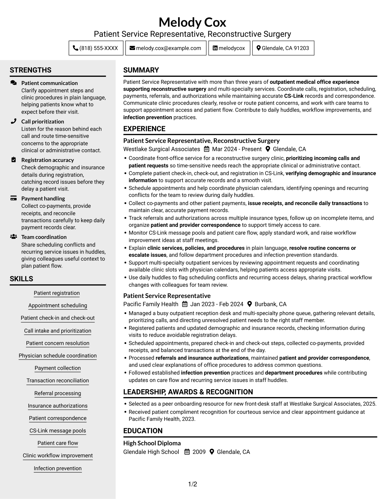 Resume example — page 1