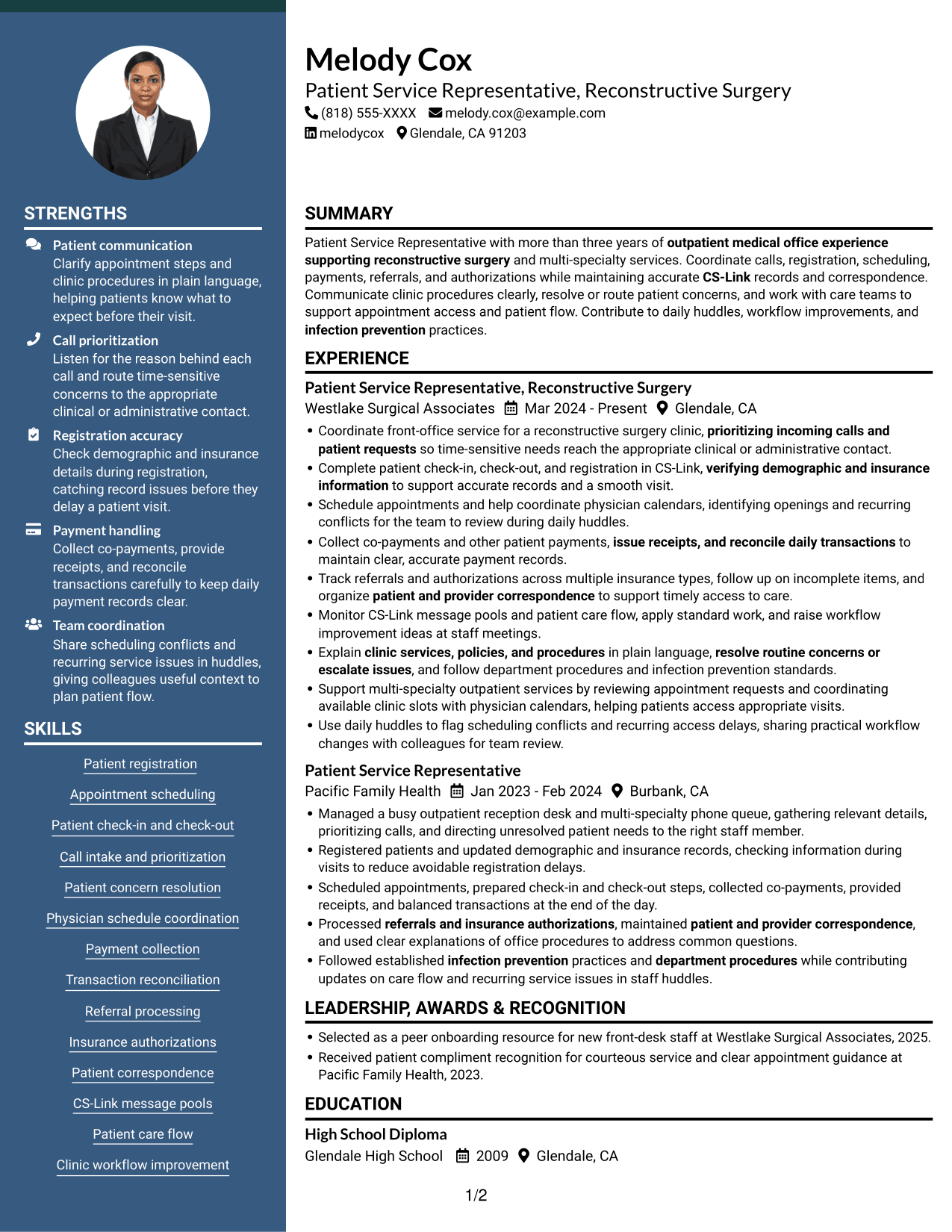 Resume example — page 1
