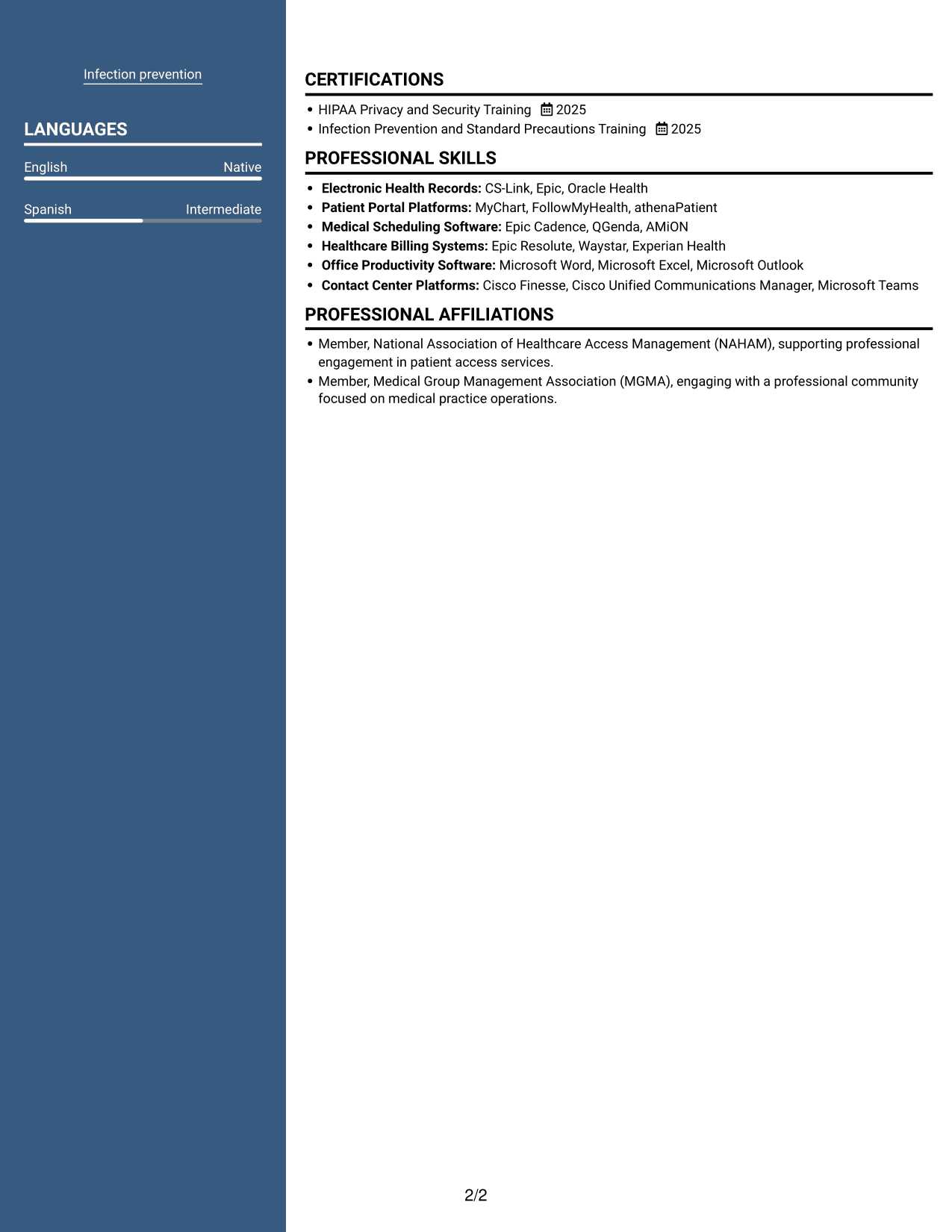 Resume example — page 2