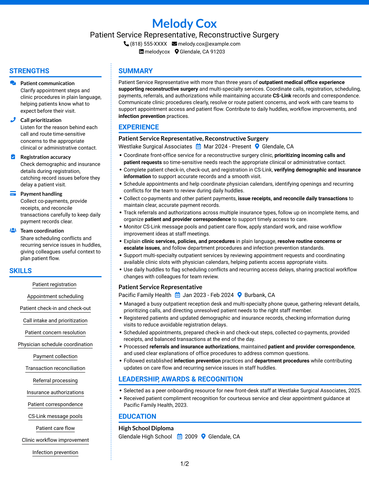 Resume example — page 1