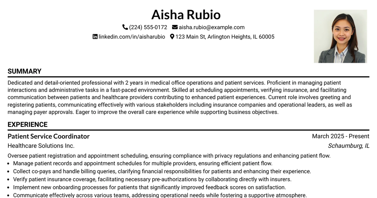 33 Patient Service Specialist Resume Templates with Example 2026 (ATS-Optimized)