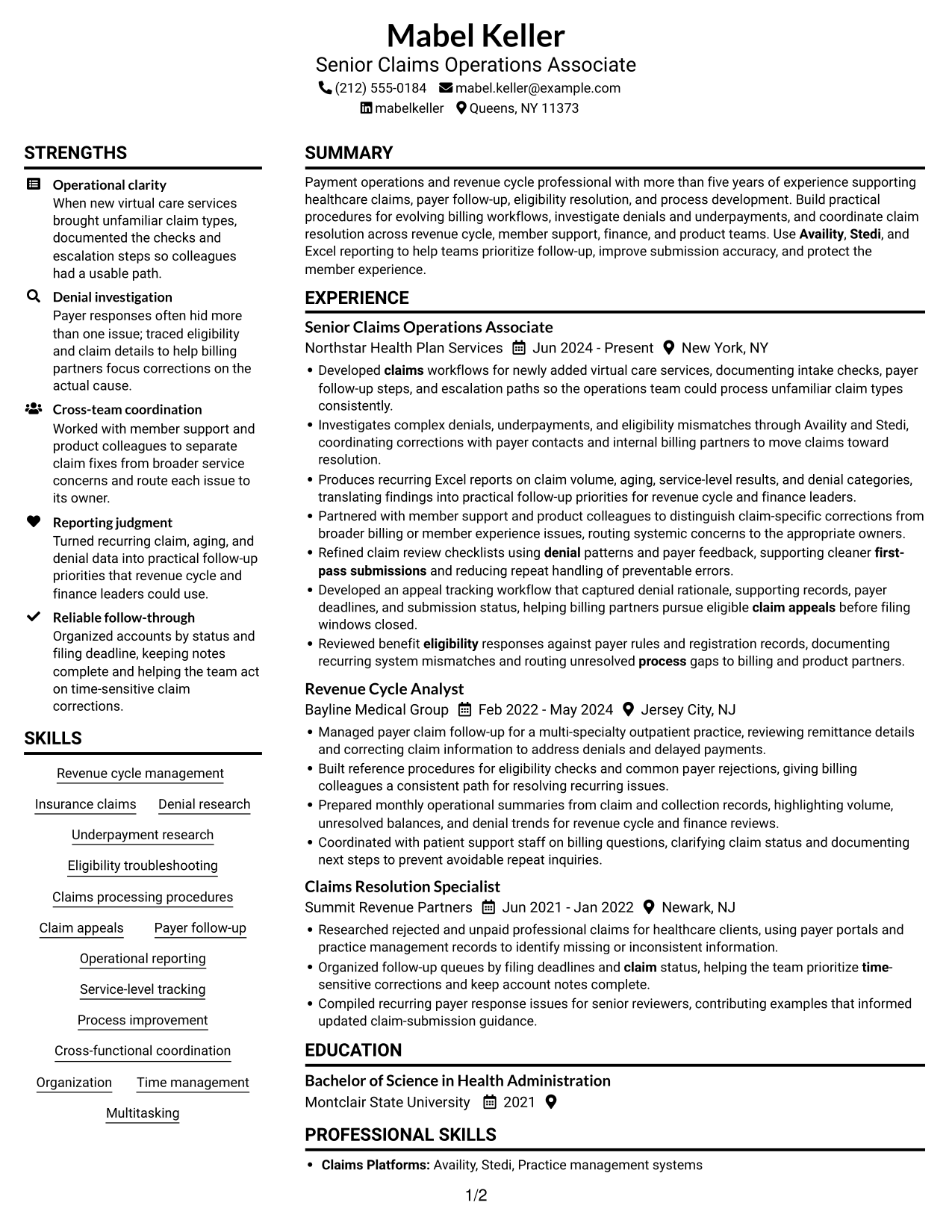 Resume example — page 1
