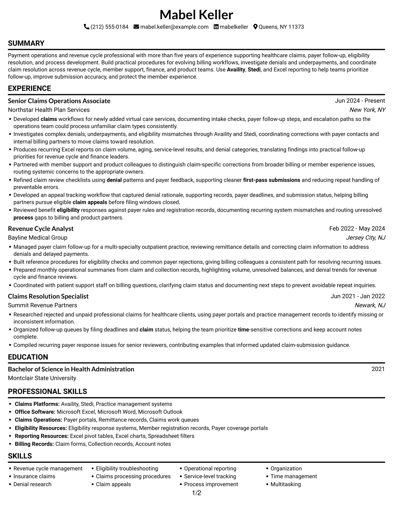Resume example — page 1