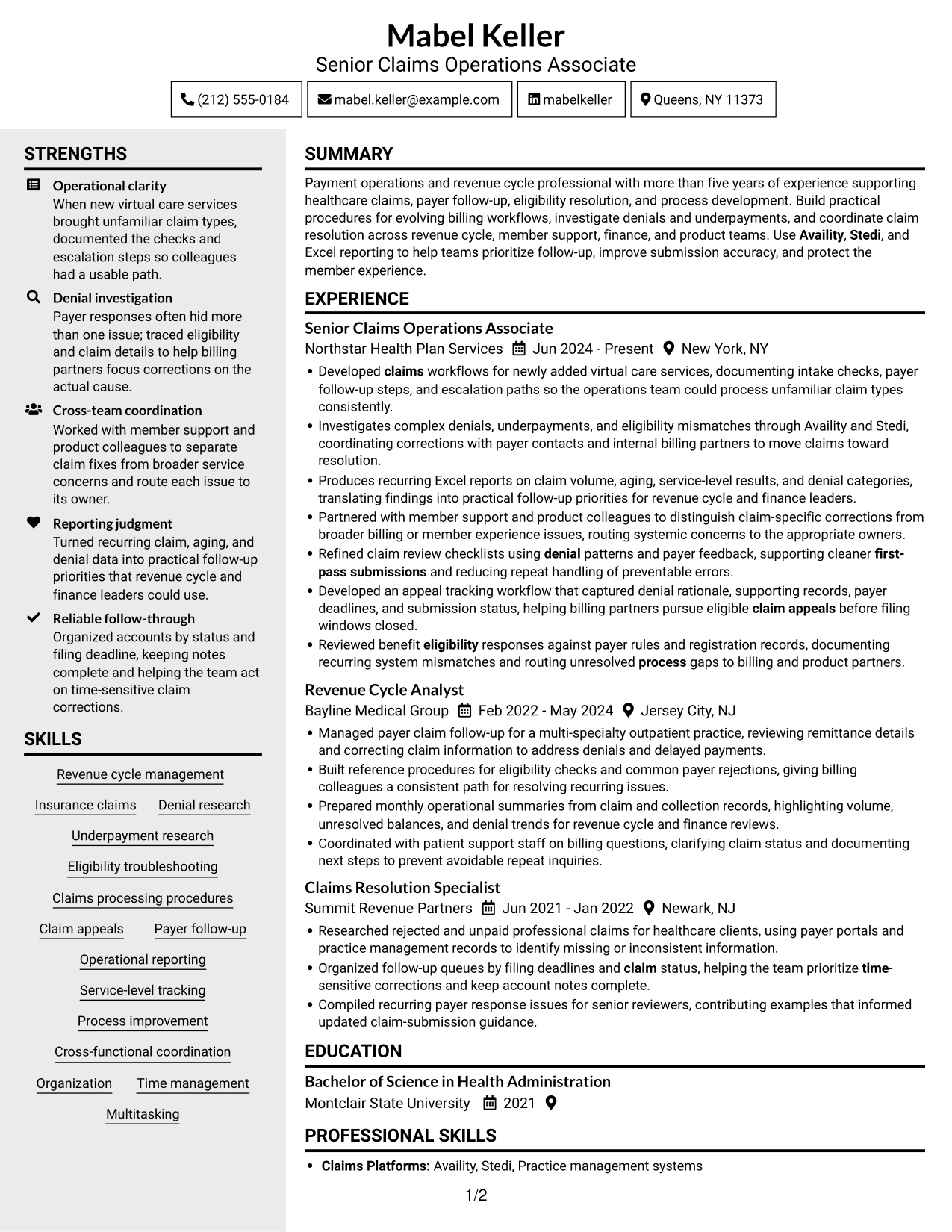 Resume example — page 1