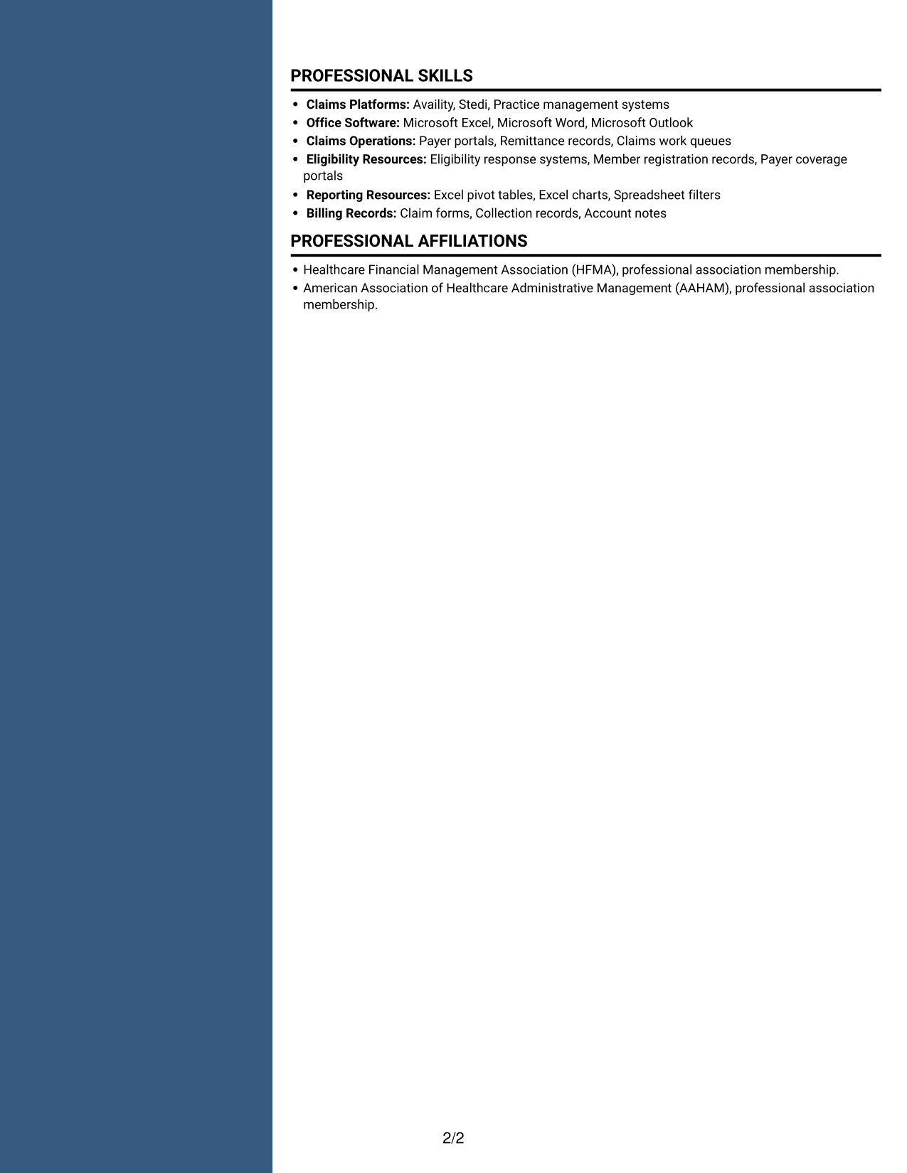 Resume example — page 2