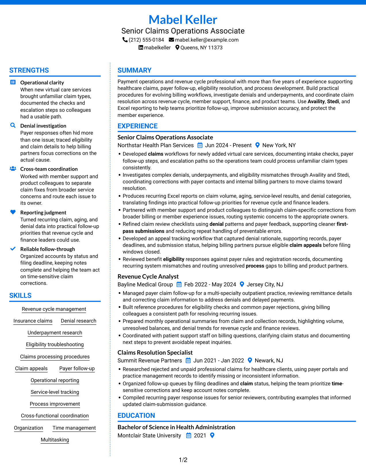 Resume example — page 1