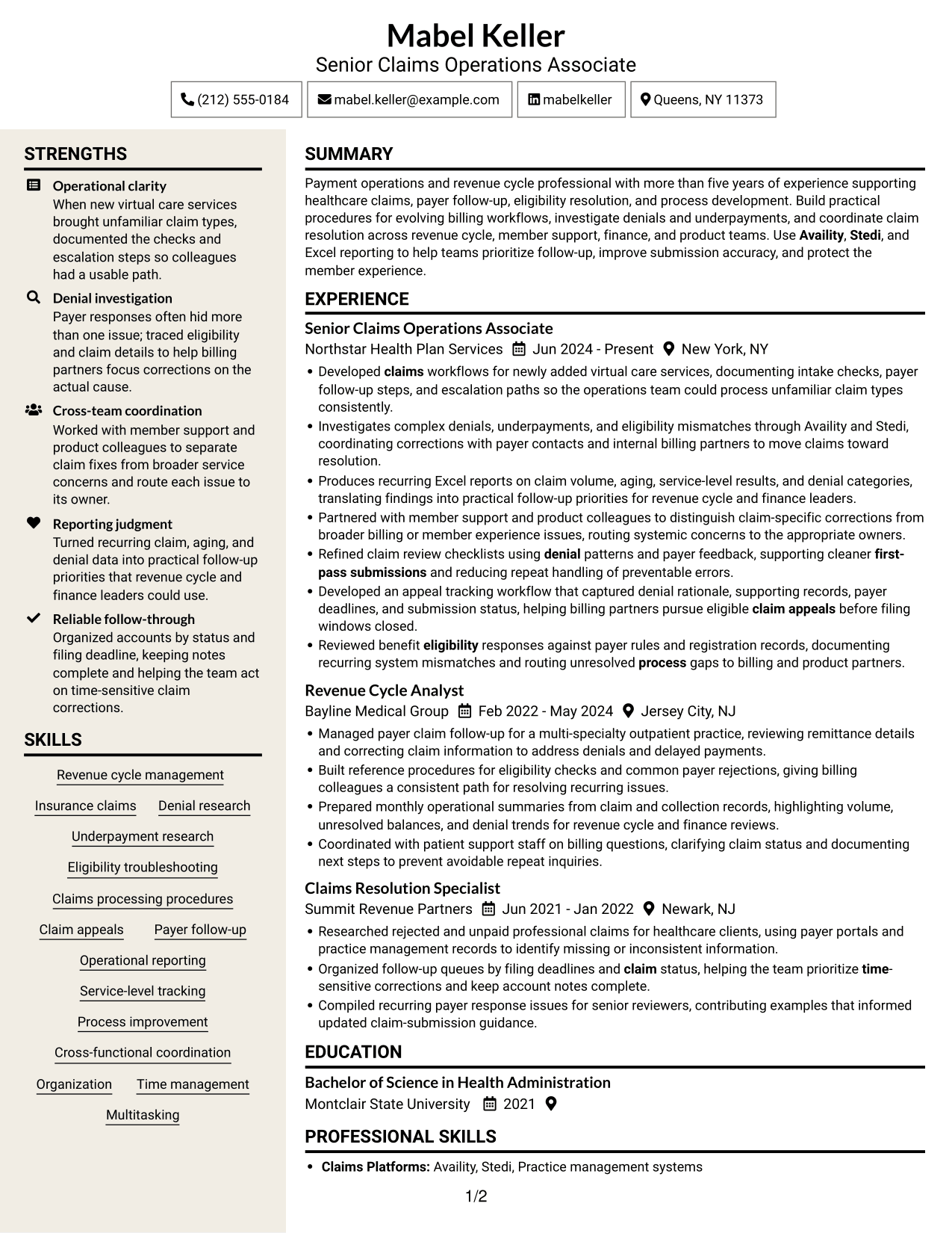 Resume example — page 1