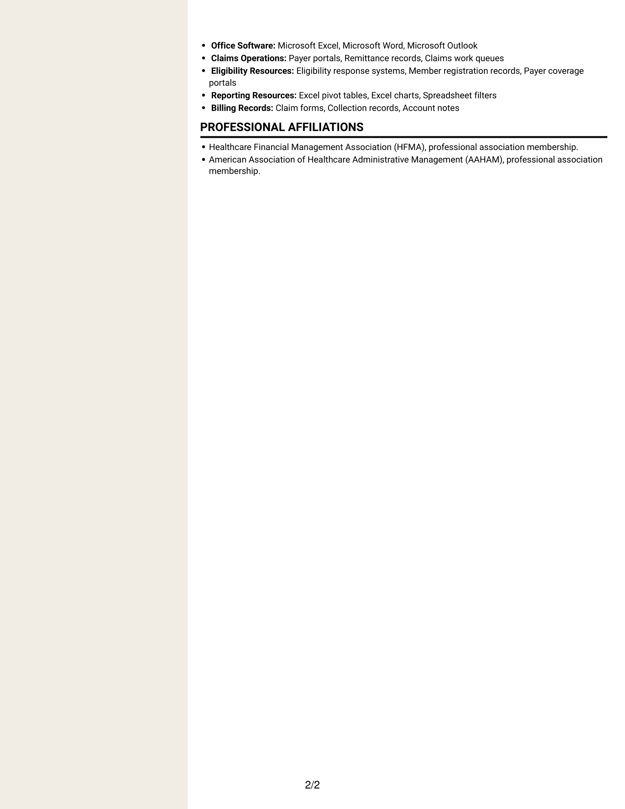 Resume example — page 2