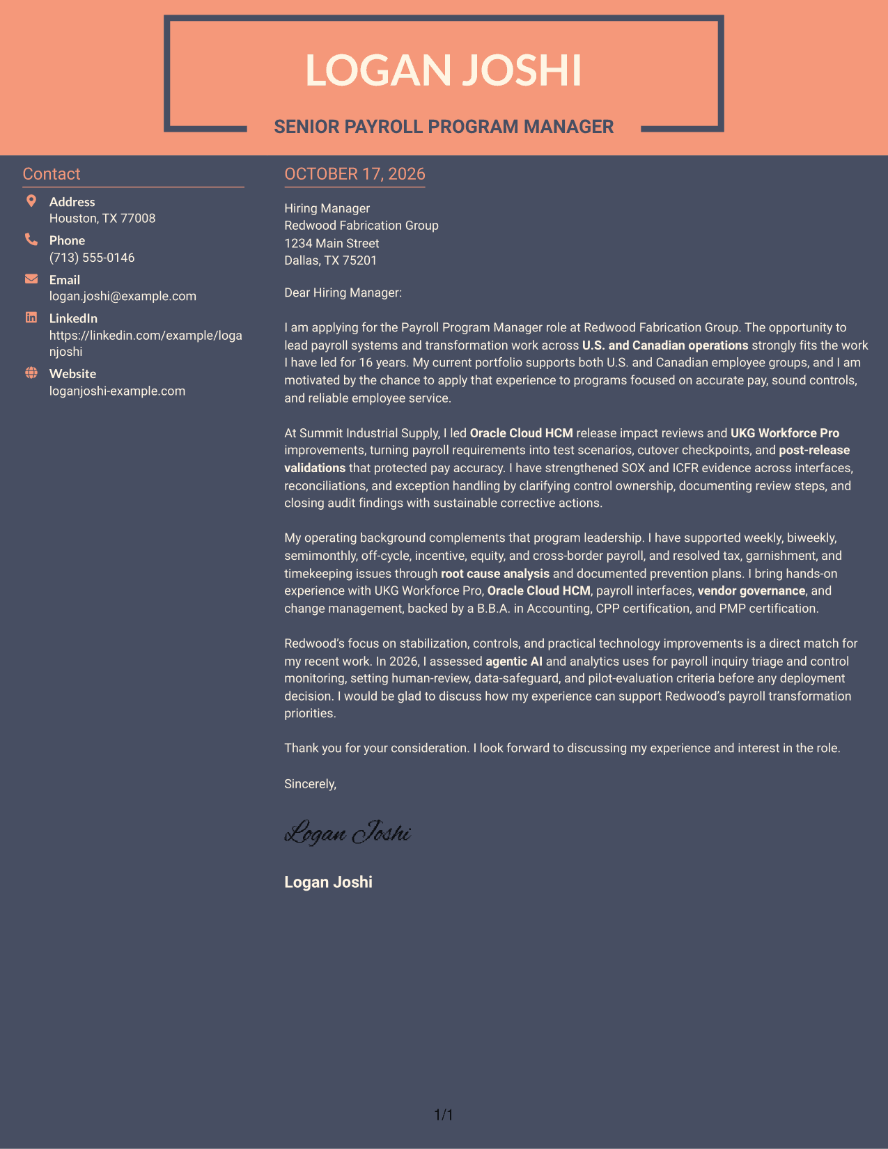 Cover letter example — page 1