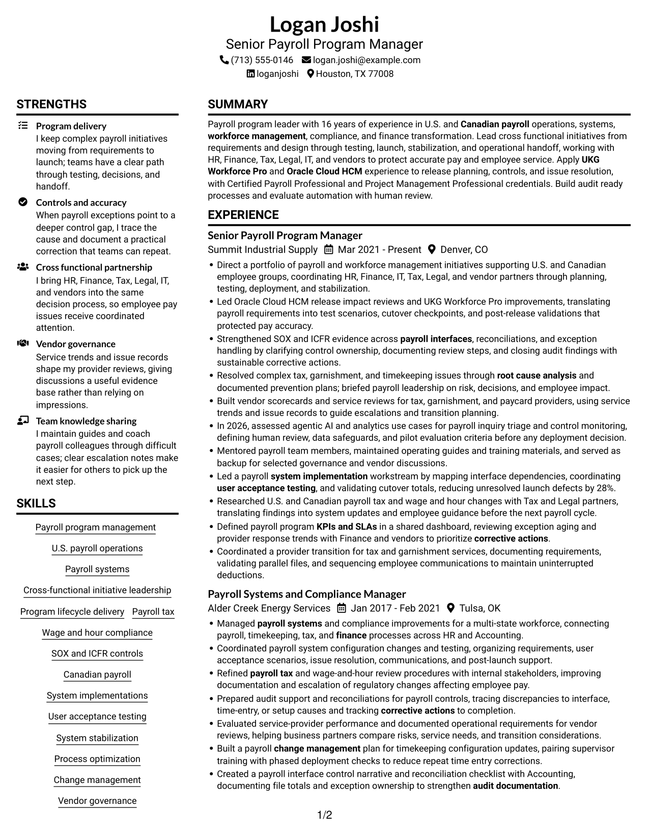 Resume example — page 1