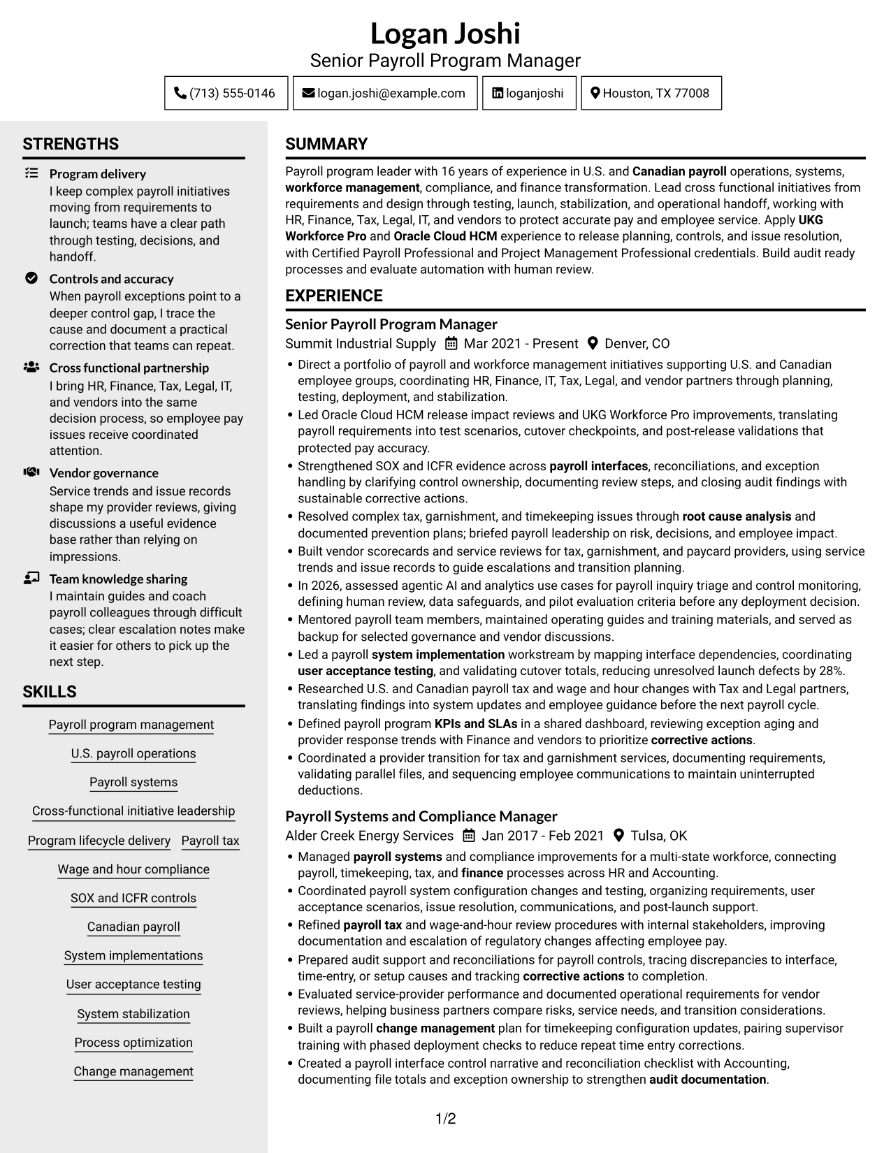 Resume example — page 1