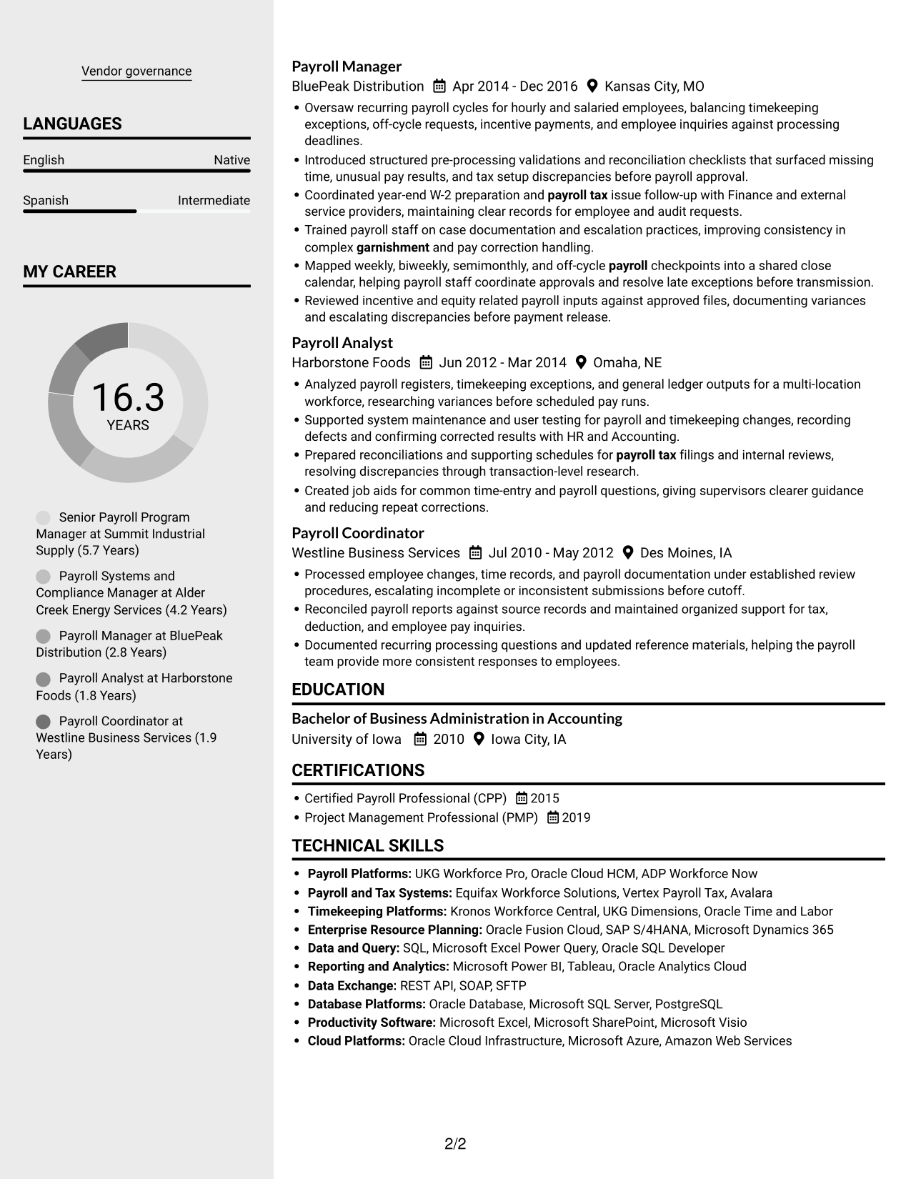 Resume example — page 2