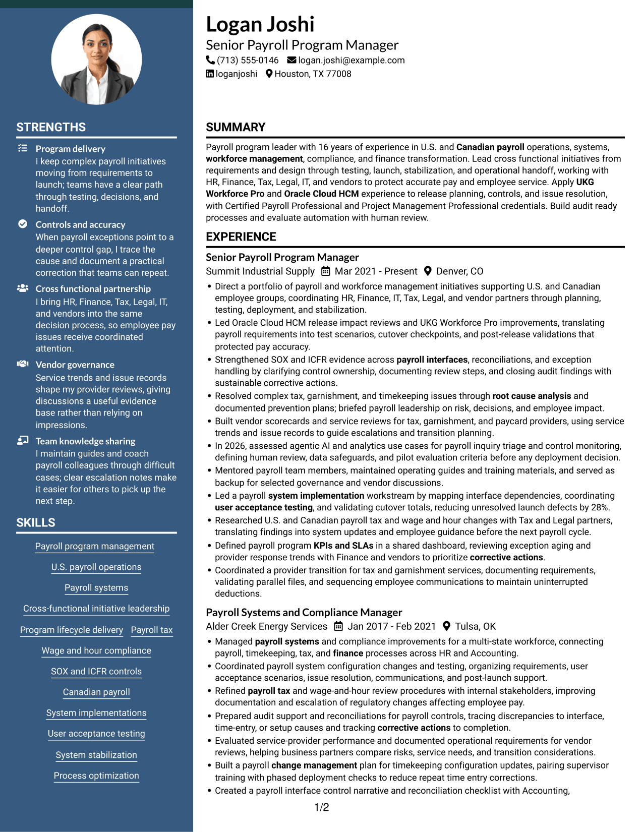 Resume example — page 1