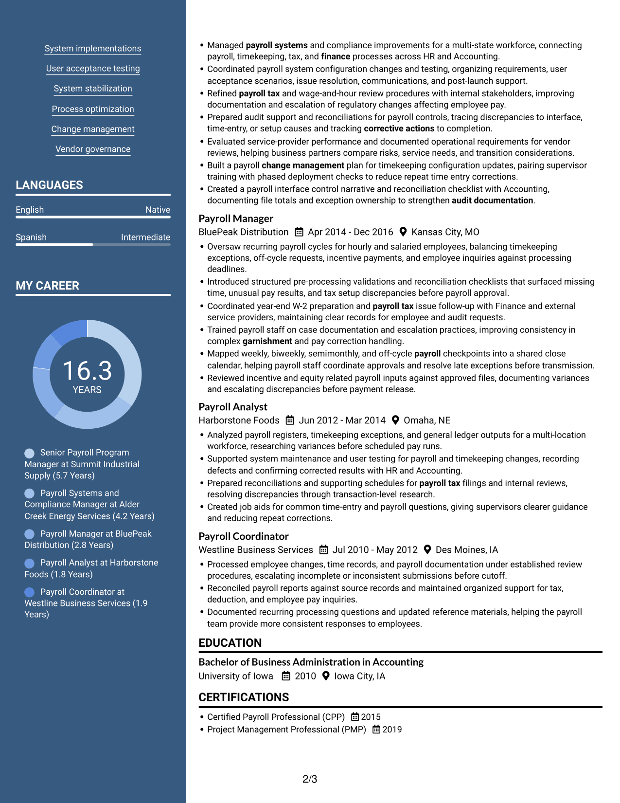 Resume example — page 2