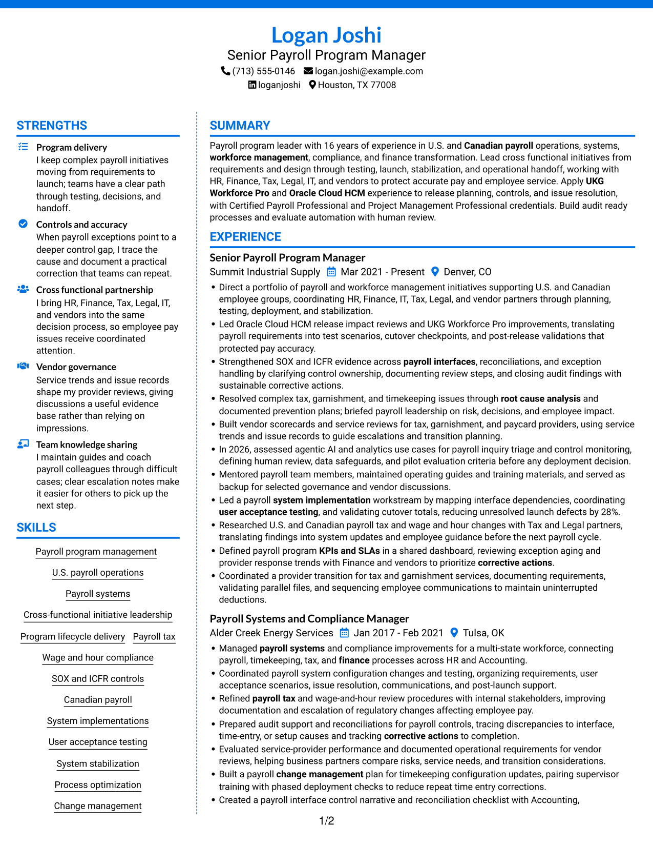 Resume example — page 1