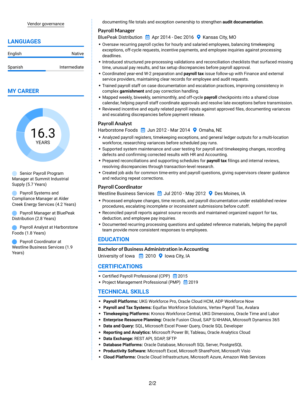 Resume example — page 2