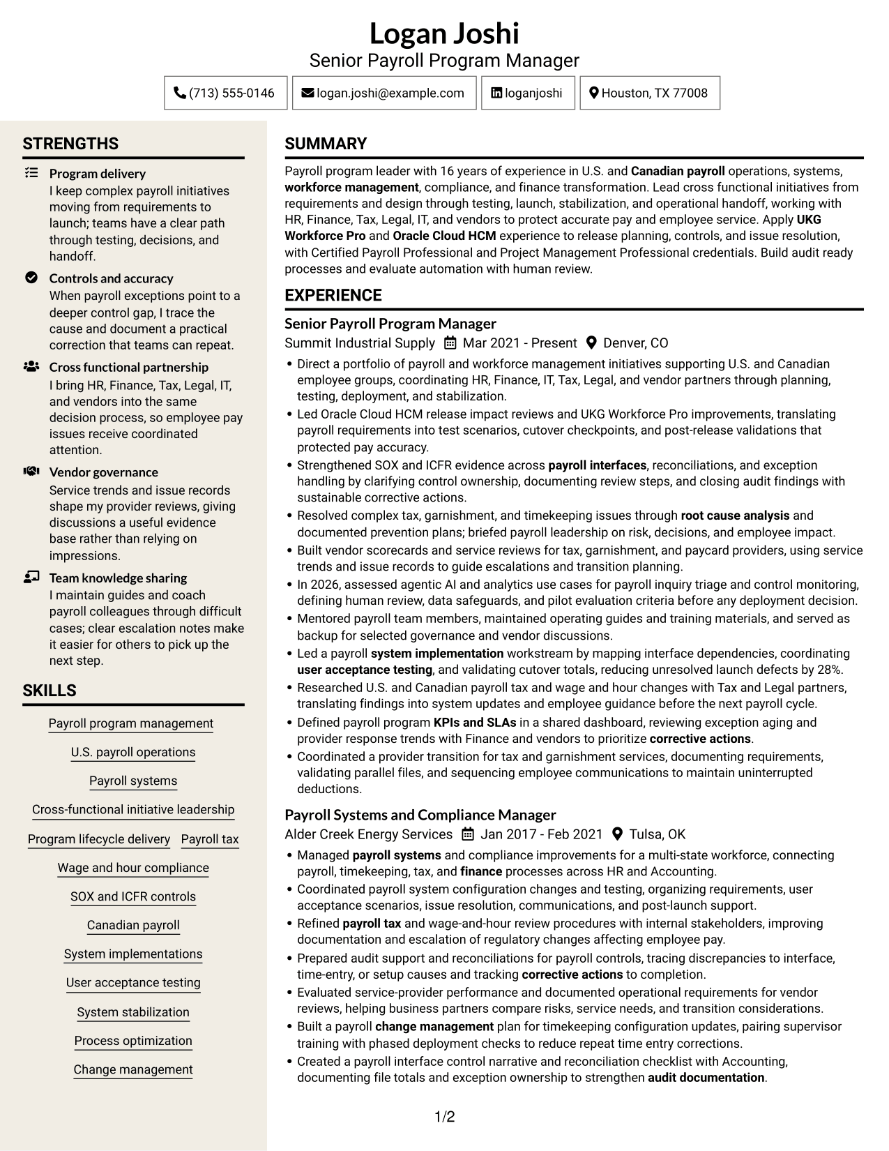 Resume example — page 1
