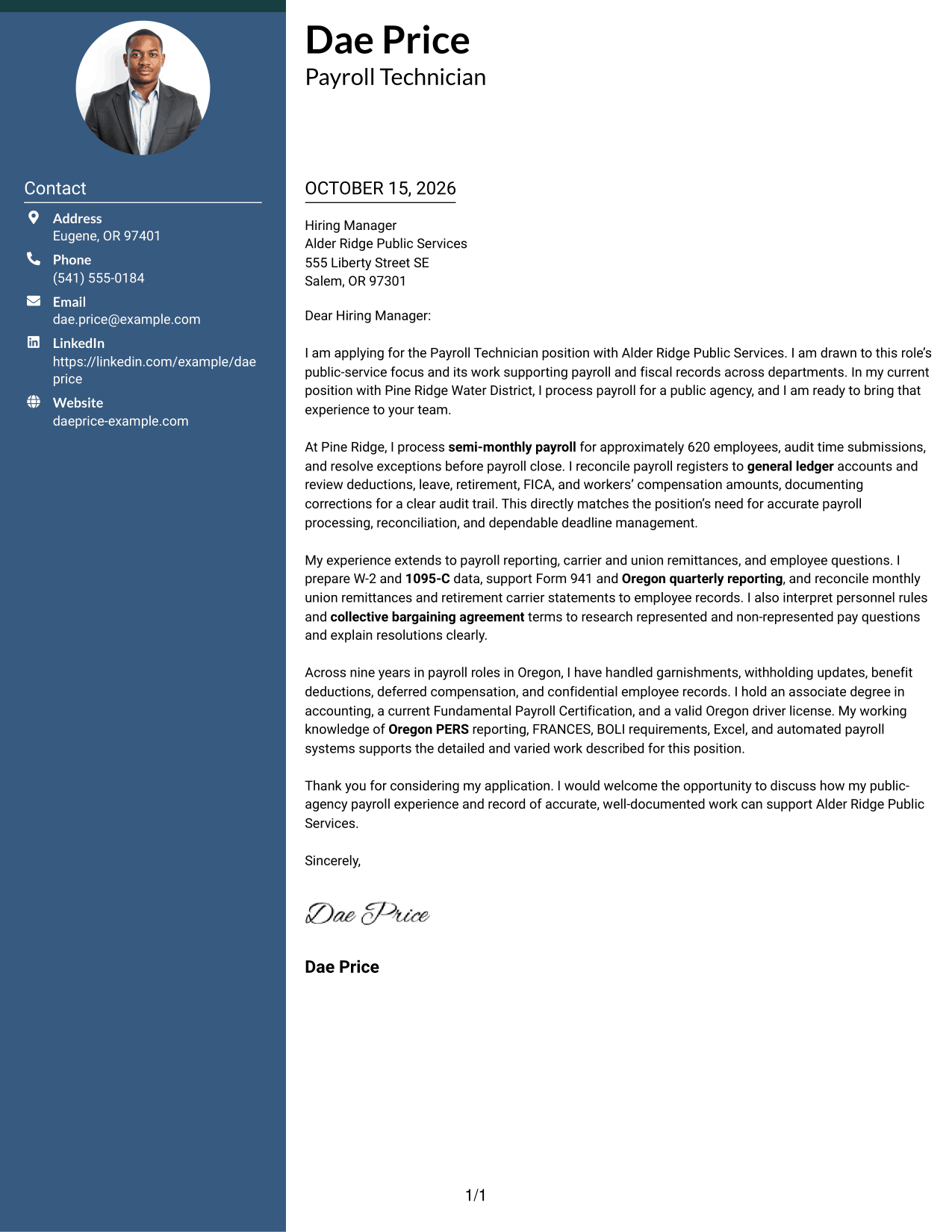 Cover letter example — page 1