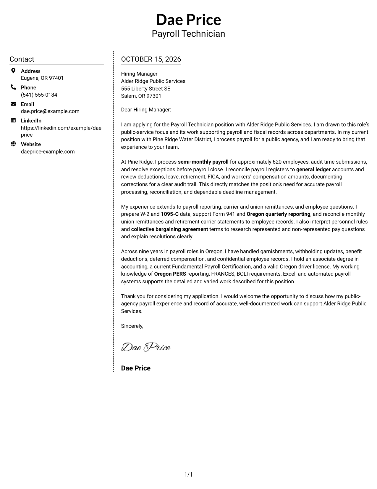 Cover letter example — page 1