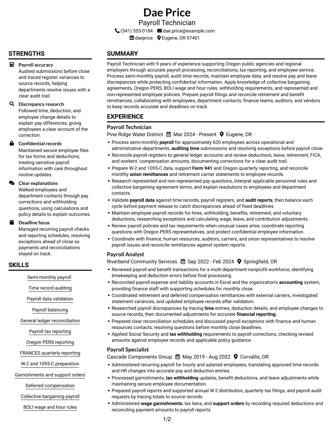 Resume example — page 1