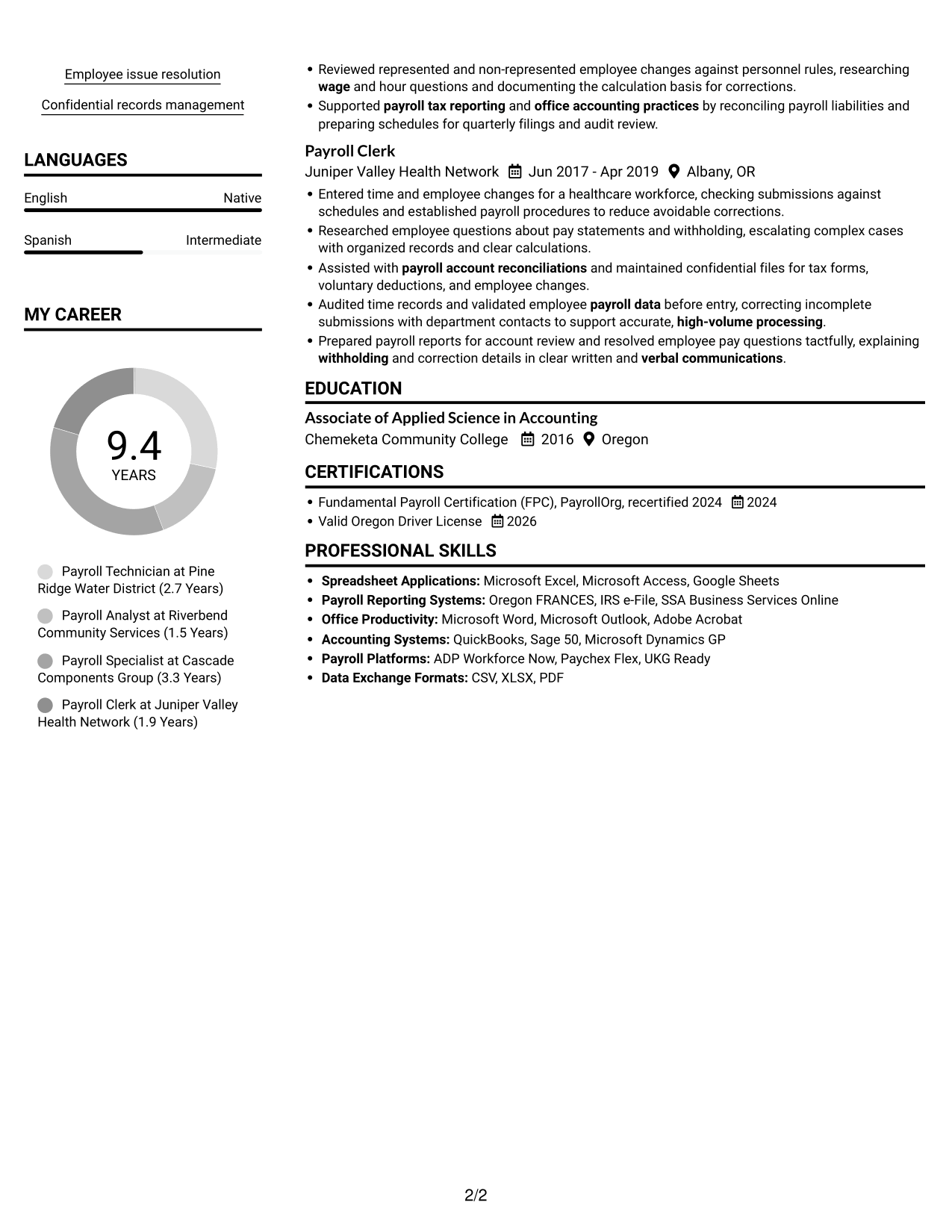 Resume example — page 2